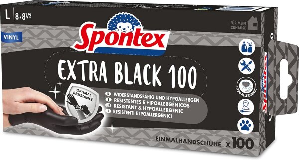 Spontex Einmalhandschuhe Extra Black 100 aus Vinyl Gr. L