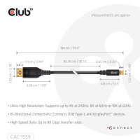 Club3D Kabel   USB Typ C  <-> DP 2.1        1m 10K60Hz St/St retail