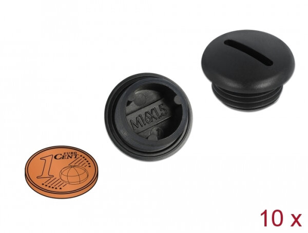 DELOCK Verschlussstopfen M16 x 1,5 schwarz 10 Stück