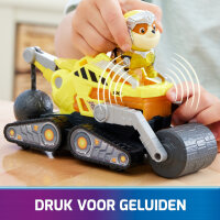 PAW Patrol : Der Mighty Kinofilm, Superhelden-Basis-Fahrzeug von Rubble mit Welpenfigur, Baustellenfahrzeug mit Licht- und Geräuscheffekten, Spielzeug geeignet für Kinder ab 3 Jahren