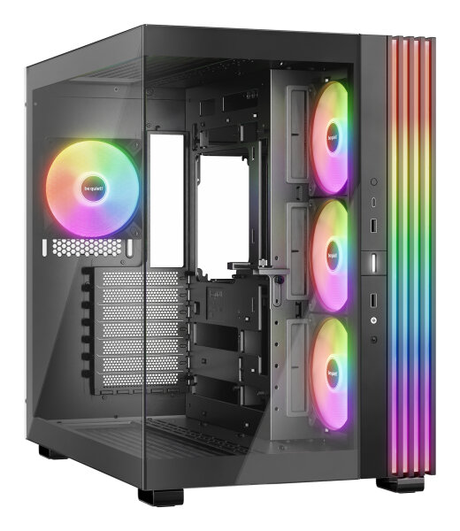 be quiet! Light Base 600 LX Black Tower Case 59.7l Glasfenster LED-Steuerung Mehrkammerdesign ARGB ATX PC Gehäuse