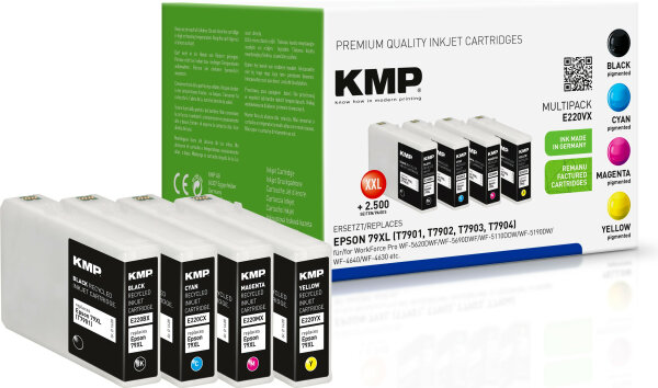 KMP Patrone Epson T7901-T7904 Multip. 2700-3000 S. E220YX remanufactured
