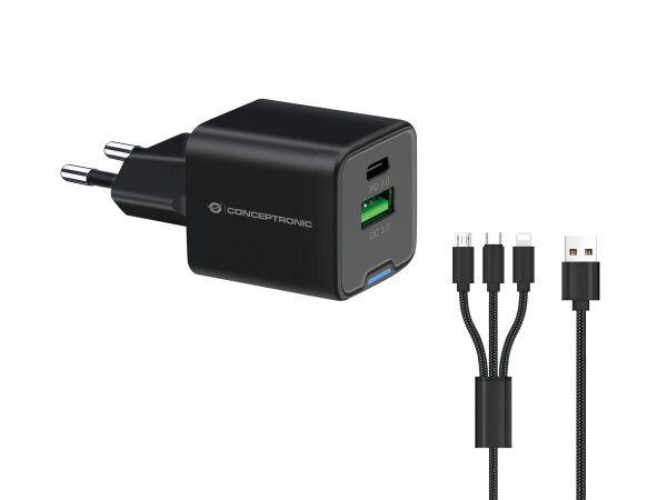 Conceptronic Ladegerät 2-Port GaN USB-C 7 USB-A 3in1 33W PD3.0/PPS sw