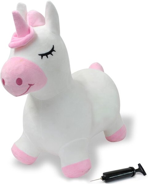 Jamara Hüpftier Einhorn mit Plüschbezug und Pumpe