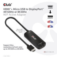 Club3D Adapter HDMI + MicroUSB > DP    4K120Hz aktiv St/Bu retail