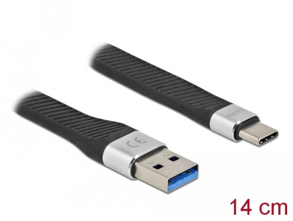 DeLOCK USB 3.2 Gen 1 FPC Flachbandkabel USB Typ-A zu USB Type-C 14 cm PD 3 A