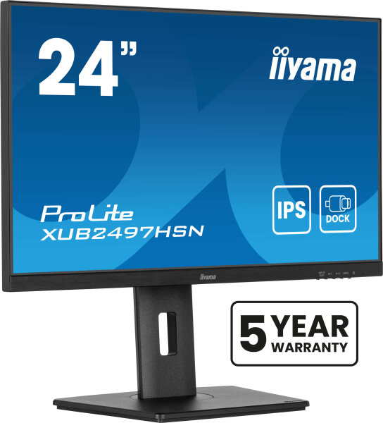 iiyama ProLite 23.8’’ (60.5 cm) Monitor mit IPS-Panel-Technologie, USB-C-Dock und RJ45 (LAN) Anschluss