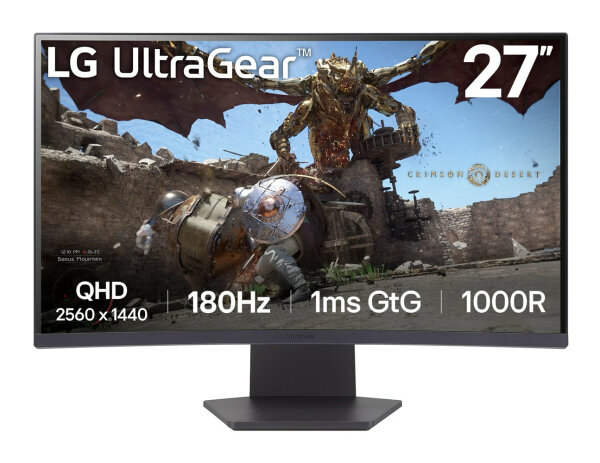 68.6cm (27") LG UltraGear 27GS60QX-B VA HDR10 WQHD Monitor 180Hz Gaming 1ms Curved schwarz