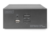 DIGITUS KVM Switch, 2-Port, Dual-Display. 4K, HDMI