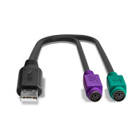 Lindy 42651 Kabeladapter USB A 1.1 2 x Mini-DIN 6 Pin Schwarz