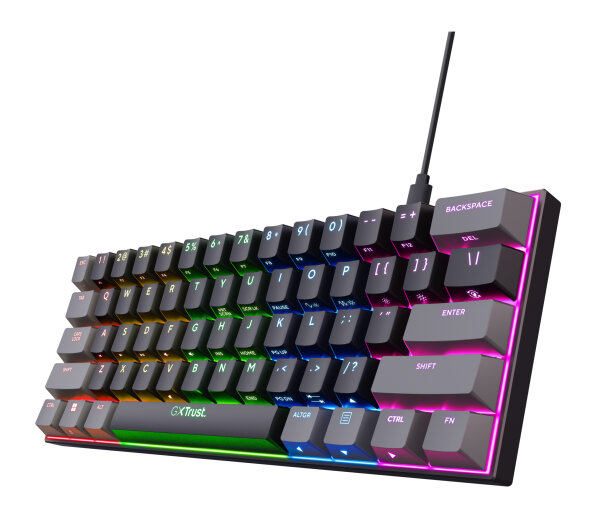 Trust GXT 867 Acira Tastatur Gaming USB QWERTZ Deutsch Schwarz, Grau