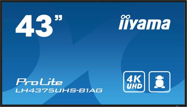 iiyama Ein 42.5" (108 cm) professionelles Digital Signage Display mit 4K UHD-Auflösung, 24/7 Betriebszeit, Android OS, FailOver-Funktion und einem Intel® SDM-Slot
