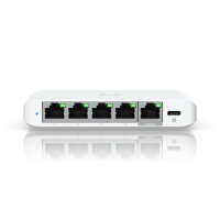 Ubiquiti UniFi Flex Mini Managed 2.5G Ethernet (100/1000/2500) Power over Ethernet (PoE) Desktop Switch 5-Port 5x RJ45 white