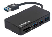 Manhattan 3-Port USB 3.2 Gen 1 Hub mit Card Reader,...