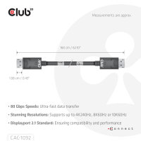 CLUB3D DisplayPort™ 2.1 Bi-Direktionales VESA DP80 zertifiziertes Kabel 4K240Hz, 8K60Hz oder 10K60Hz M/M 1.6m
