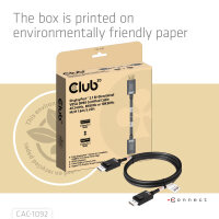 CLUB3D DisplayPort™ 2.1 Bi-Direktionales VESA DP80 zertifiziertes Kabel 4K240Hz, 8K60Hz oder 10K60Hz M/M 1.6m