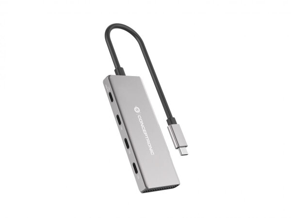 Conceptronic 4 Port USB 3.1 Hub USB-C 3.1 Alu 100W PD 10Gbps grau