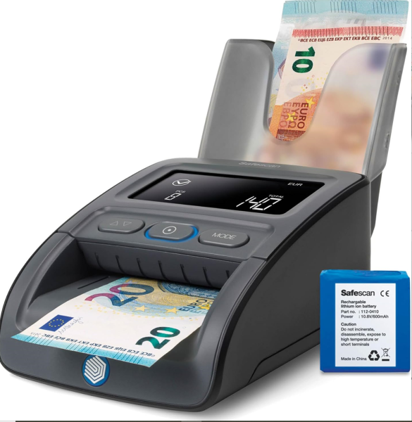 SafeScan 155-S Komplett SET Geldprüfgerät Batterie & Stapler