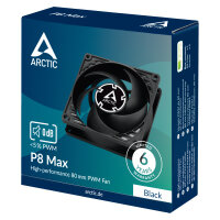 ARCTIC Lüfter 80*80*25 P8 Max-80mm PWM regulated (Black)