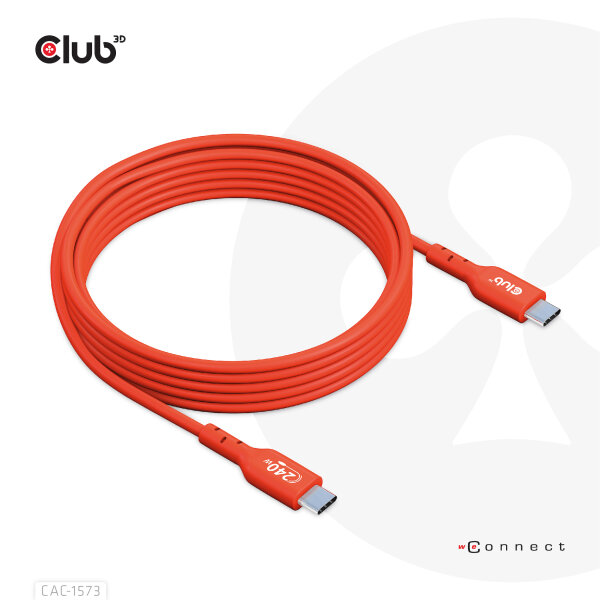 Club3D Kabel   USB 2   Typ C  PD 240W / 480Mb       2m St/St retail