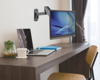 Manhattan Universal-Wandhalterung mit Gasdruckfeder für einen Monitor, Halterungsarm mit Gasdruckfeder, Kugelgelenk und Verlängerungsarm, geeignet für einen Monitor von 17" bis 32"* und bis zu 8 kg