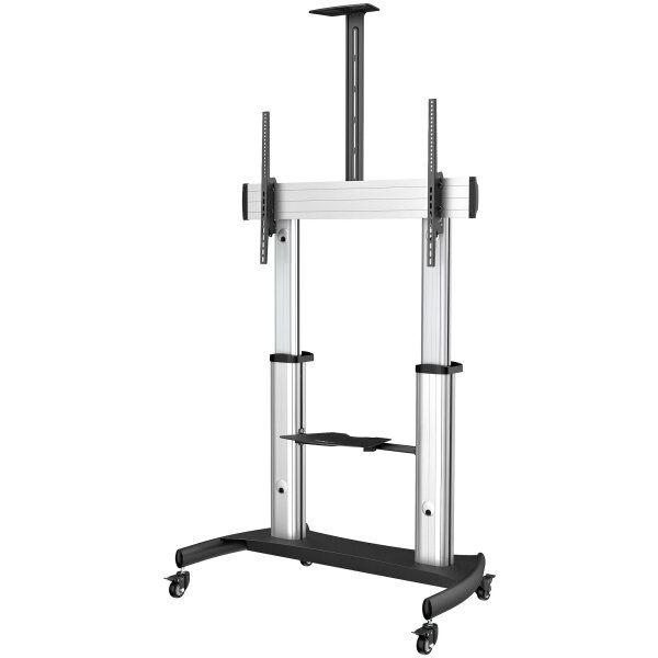StarTech.com TV-Wagen - Heavy Duty Fernsehständer mit Rollen für 60-100 Zoll-Displays (100kg) - Höhenverstellbarer, rollender Flachbildschirm-Bodenständer - Universal-Fernsehhalterung mit Ablage