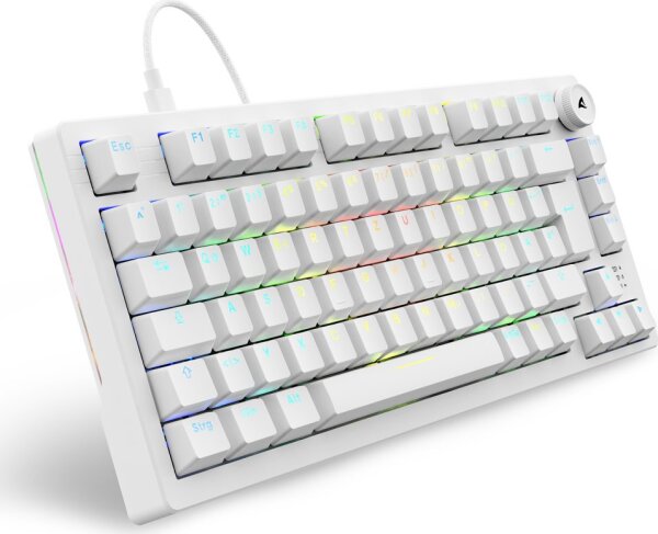 Sharkoon Skiller SGK25 RGB Huano RED 75% QWERTZ Gaming Tastatur white / weiß