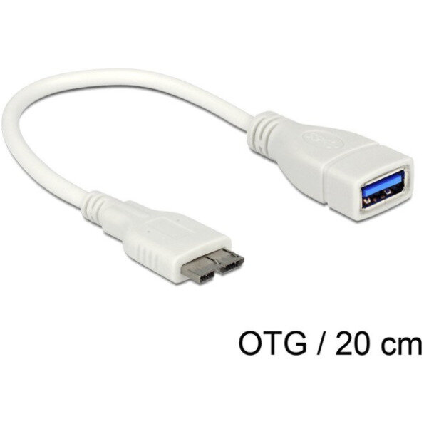 DeLOCK 0.2m, Micro USB3.0-B - USB3.0-A USB Kabel USB 3.2 Gen 1 (3.1 Gen 1) 0,2 m Micro-USB B USB A Weiß