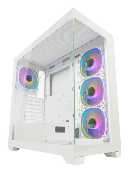 LC-Power Gaming 715W Seamless Pale X White Edition Midi Tower ATX 3x 120mm ARGB Lüfter  weiß