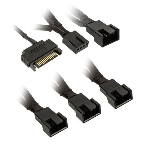Kolink 1-4 PWM Lüfter Splitter Kabel 35cm geflochten schwarz