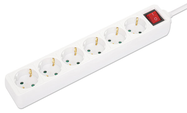 Manhattan 168335 Verlängerungskabel 2 m 6 AC-Ausgänge Drinnen Weiß