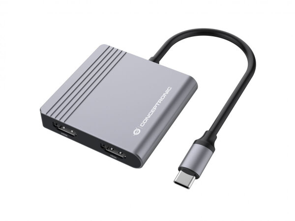 CONCEPTRONIC  4-1 Dock USB-C->2xHDMI/USB-A/100WPD    25cm gr