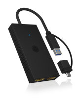 Splitter IcyBox mobiler USB 3.2  zu Dual HDMI retail