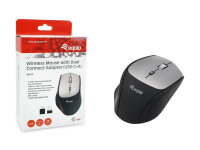 Equip Wireless Optical Mouse Dual Adapter USB-C+A ergonomisch 6 Tasten Rechtshänder optische Maus schwarz