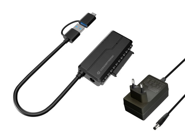 Conceptronic USB 3.0 / 2.5"+3.5" SATA 6Gb/s 22pin Adapter mit Netzteil schwarz