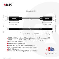 Club3D Kabel   USB 3.2 Typ C   1m Verlängerung   5Gbps St/Bu retail