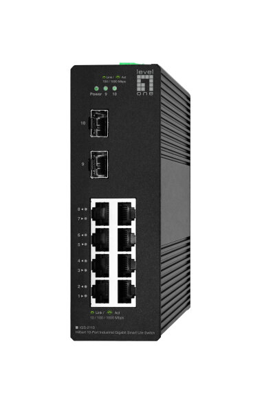 LevelOne Hilbert GB/SL Switch  8xGbE/2xSFP/Indu.  9W   1Gbps
