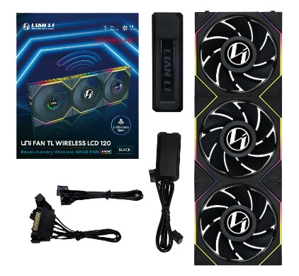 Lian Li 12RTLLCD1W3B Computerkühlsystem Computergehäuse Ventilator 12 cm Schwarz