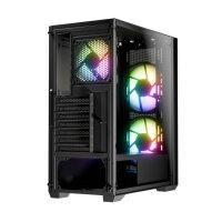 LC-Power 717B Meshwork L Dark Midi-Tower PC -Gehäuse 3x RGB Lüfter Black