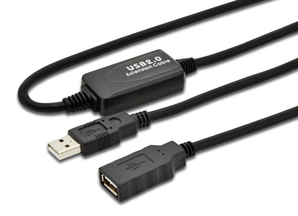 DIGITUS USB 2.0 Verlängerungskabel Aktiv Typ A -A 10m schwar