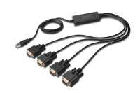 DIGITUS USB 2.0 Anschlusskabel 2.0 -4x RS232 Kabel 1.5m,  sw