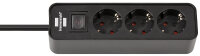 Brennenstuhl Steckdosenl. Ecolor 3-x schwarz/schwarz Schalt
