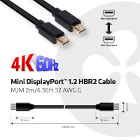 Club3D Mini-DP-Kabel     1.2 HBR2 21,6Gb/s   2m 4K60Hz St/St Polybeutel