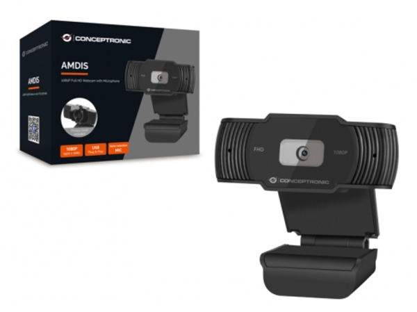 Conceptronic Amdis 1080P / 30Hz Full HD Webcam + Mikrofon + Abdeckung schwarz