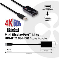 Club3D Adapter MiniDisplayPort > HDMI 2.0b HDR 4K60Hz aktiv retail