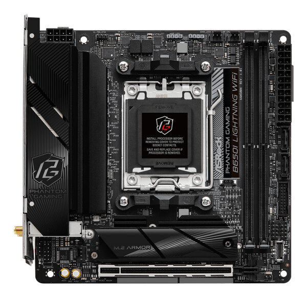 ASRock B650I Lightning WiFi    AMD B650 AM5 DDR5 WLAN+BT USB-C mITX Mainboard