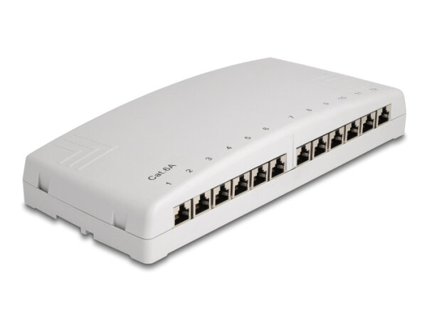 DELOCK Mini Desktop Patchpanel 12 Port Cat.6A grau