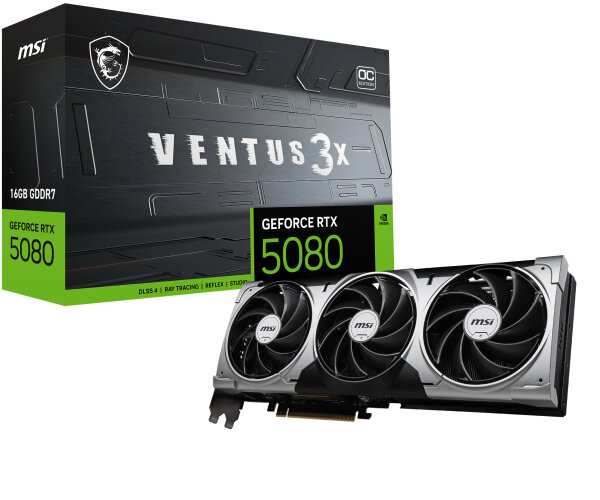 16GB MSI VENTUS GeForce RTX5080 16G 3X OC NVIDIA GeForce RTX 5080 GDDR7