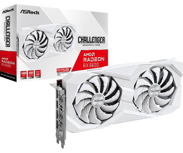 8GB ASRock Radeon RX6600 Challenger White GDDR6 AMD 2 Lüfter