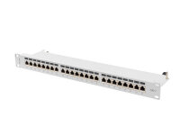 LANBERG 19" Patchpanel 1U 24-Port CAT.7 FTP geschirmt grau